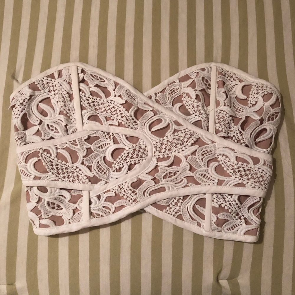 Embroidered White Boned Corset Top